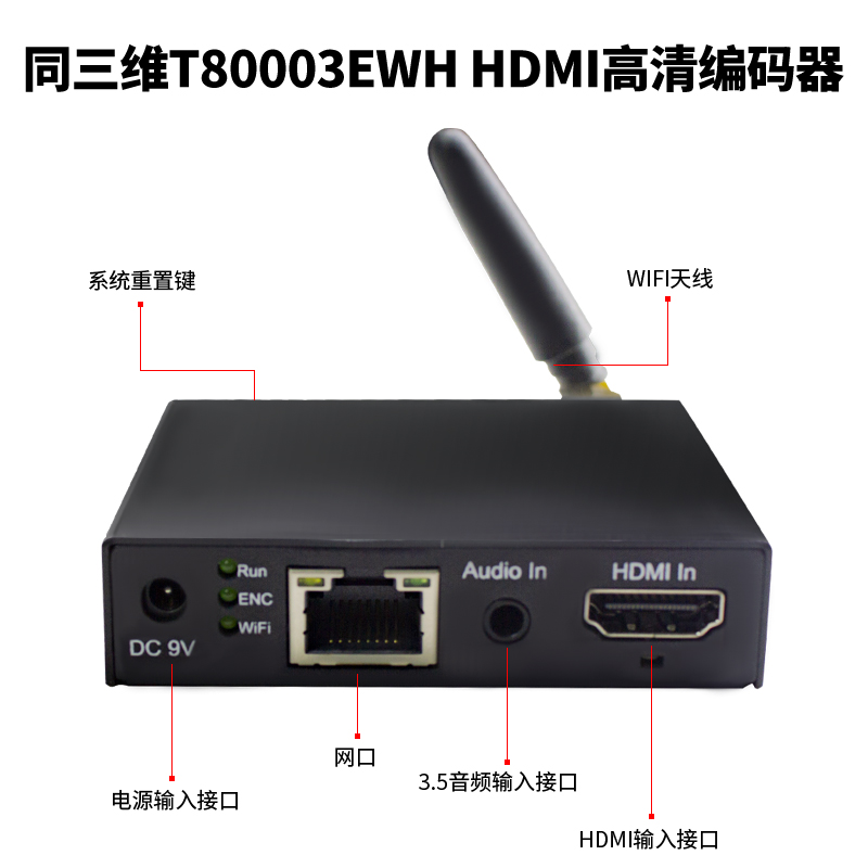 T80003EWH H.265無線WIFI高清HDMI編碼器接口